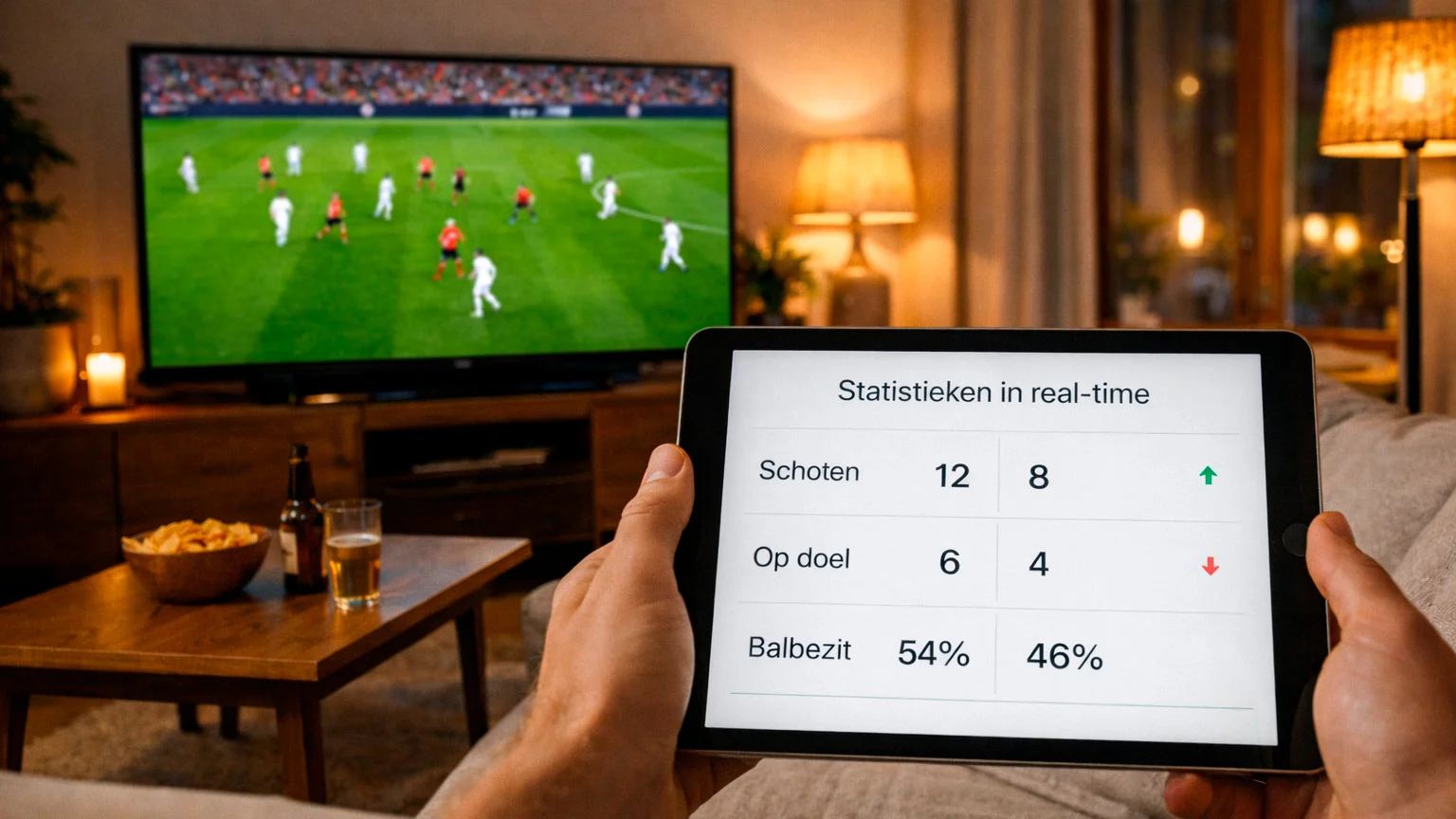 Live odds scherm met voetbalwedstrijd op achtergrond